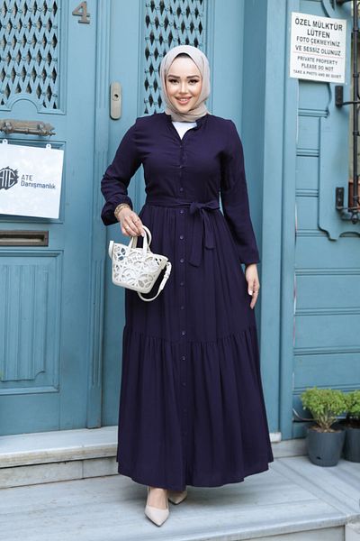 N.S NEVA STYLE Rochie Hijab Mov cu nasturi 239202MOR
