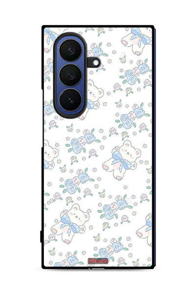 Tolwak غطاء حماية لهاتف سامسونج جالاكسي زد فولد 7، أيقونة دب تيدي لطيف وزهور