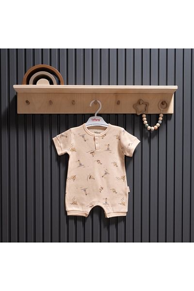 Tiffany Baby Kıds Tiffany Baby Boat Jacquard Theme Half Sleeve Short Jumpsuit 43026