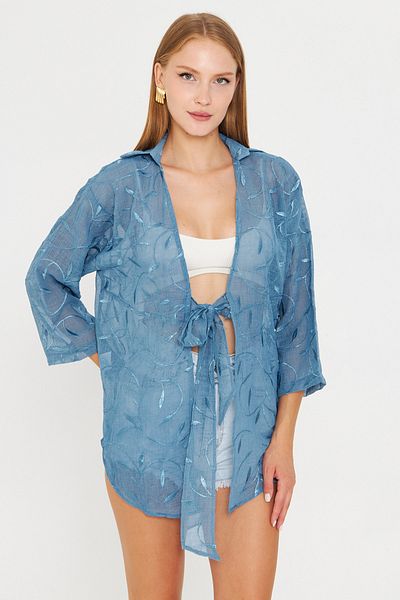 armonika Cămașă kimono albastru deschis pentru femei ARM-25Y001108