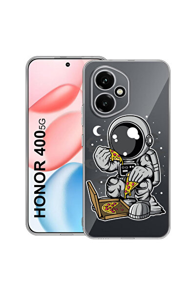 bestcase Carcasă transparentă din silicon pentru Honor 400, Astronaut Pizza, ...