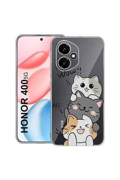 bestcase Carcasă transparentă din silicon pentru Honor 400, Cat Wow, 2036423 T 1855