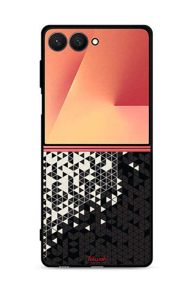 Tolwak غطاء حماية لهاتف Samsung Galaxy Z Flip7 بنمط مثلث فني رقمي