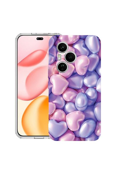 bestcase Carcasă transparentă din silicon pentru Honor 400 Pro, inimioare colorate, 2036424 T 1146