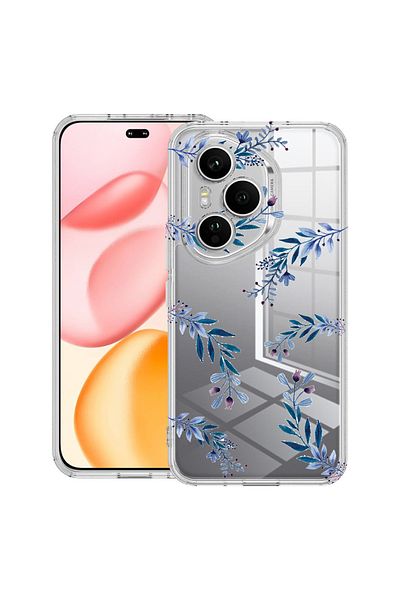 bestcase Carcasă transparentă din silicon pentru Honor 400 Pro, flori albastre, 2036424 T 116