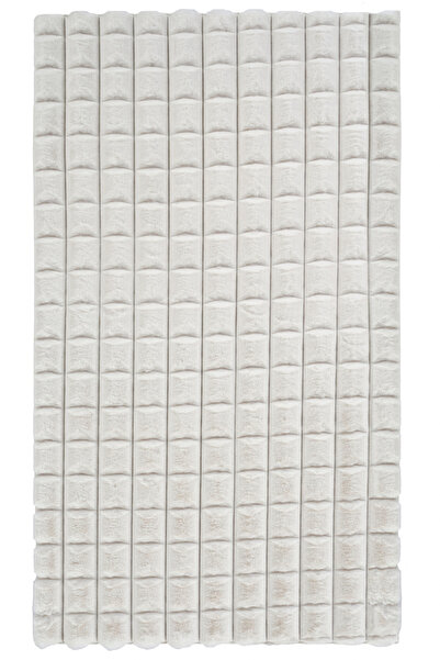 Apex Halı Diamente 7002 Krem Kare Desenli Kaydırmaz Tabanlı Pelüş Halı