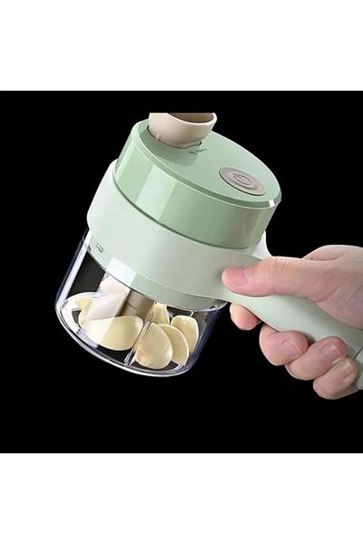 Tradeo 4-in-1 Mini Electric Food Chopper Cutter, USB Garlic Masher Slicer Dicer for Onion Chili Pepper