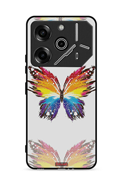 Tolwak غطاء حماية لهاتف Tecno Pova 6 Pro 5G بخلفية بسيطة وفن رقمي وبساطة الفراشة