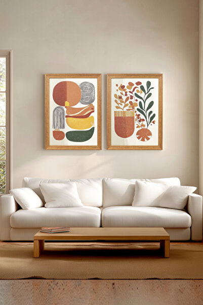 Ahsen resim çerçeve Set de 2 tablouri înrămate - Picturi abstracte pentru dec...