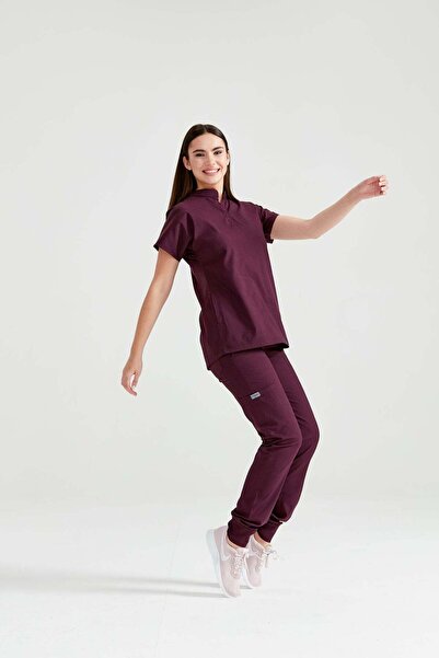 DEMOTEKS Bluza Medicala Grena Unisex Activity – Scrub Top Uniforma Asistenta si Doctor