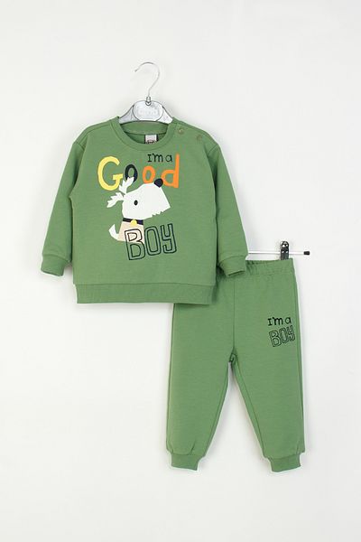 DMB BOYS & GIRLS Baby Boy Patterned Tracksuit Set Dog Printed Sweatshirt Bottom-Top Set