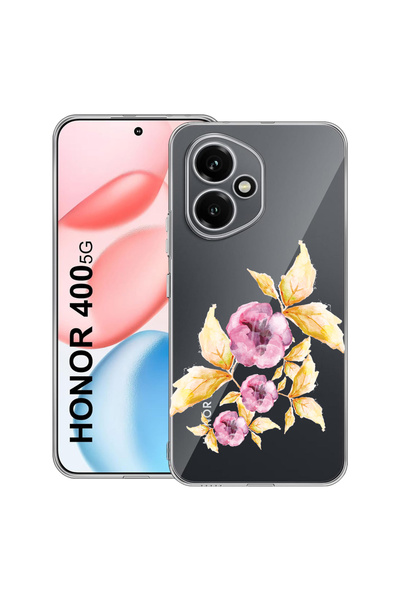 bestcase Carcasă transparentă din silicon pentru Honor 400, flori pastelate, ...