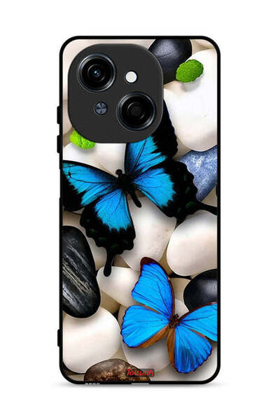 Tolwak غطاء حماية لهاتف تكنو سبارك جو ١ ٤ جي بنقشة فراشات على أحجار