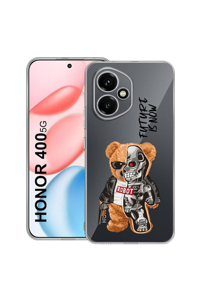 bestcase Carcasă transparentă din silicon pentru Honor 400, jumătate robot, jumătate ursuleț de pluș, 2036423 T 931