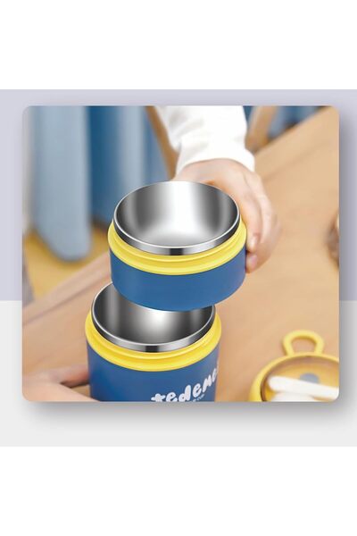 Twisoo Double Soup Bowl Insulated Lunch Container Thermos Steel Food Jar with Spoon Stainless Steel