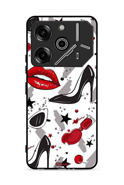 Tolwak غطاء حماية لهاتف تكنو بوفا 6 برو 5G برسومات أحمر شفاه وحذاء