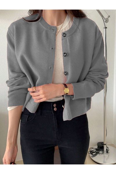 Ugdelia Women's Special Buttoned Soft Buttoned Knitwear Cardigan