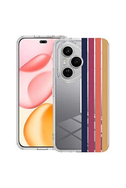 bestcase Carcasă transparentă din silicon pentru Honor 400 Pro, linii retro, ...