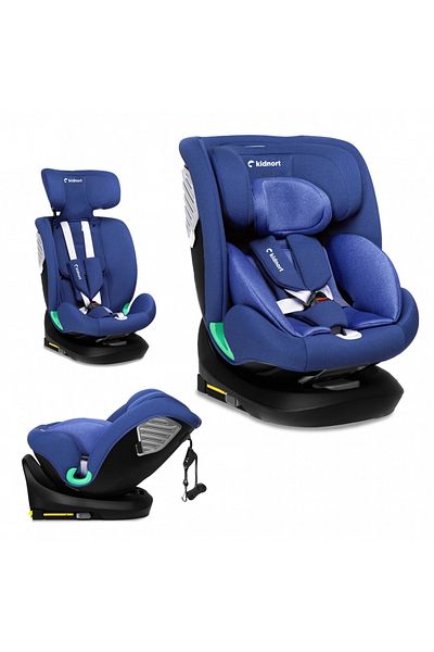 Kidnort Child car seat, Radjur Blue, with 360 rotating isofix i-Size 40-150 cm, Top Tether, ce