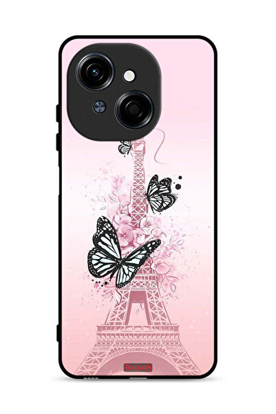 Tolwak غطاء حماية لهاتف تكنو سبارك جو ١ ٤ جي بنقشة فراشات على برج إيفل