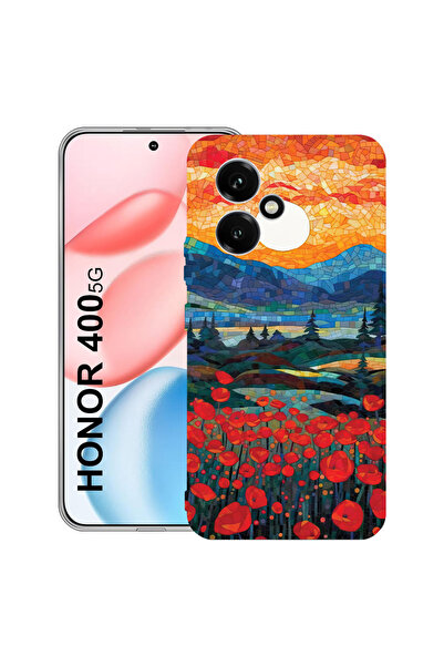 bestcase Carcasă transparentă din silicon pentru Honor 400, maci în apus de s...