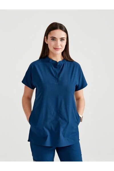 DEMOTEKS Bluza Medicala Indigo Unisex Activity – Scrub Top Uniforma Asistenta si Doctor