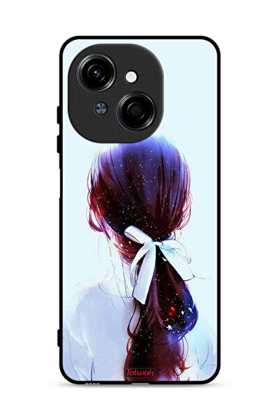 Tolwak غطاء حماية لهاتف تكنو سبارك جو 1 إس 4 جي، رسمة فتاة مع ربطة شعر