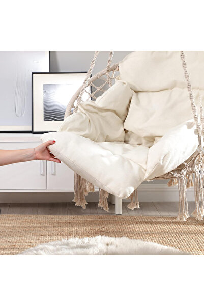 SHOP MALL SONGMICS Asma koltuk Asma sallanan koltuk asma sandalye 120 kg'a kadar yüklenebilir bej bahçe balkon