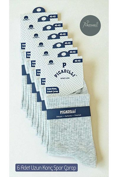 urzsmell 6 Pack Sport Medium Socks Flexible Elastic Tennis Basketball Football Socks Cotton Gray