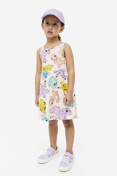 ZRA Vanilla Avenue Light Pink Pokemon Character Girl's Casual Dress 2-4 Years