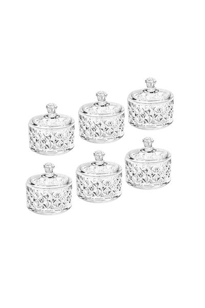 Dania A set of 6 glass containers for serving sweets, nuts, dates, and all other presentations and occasions.