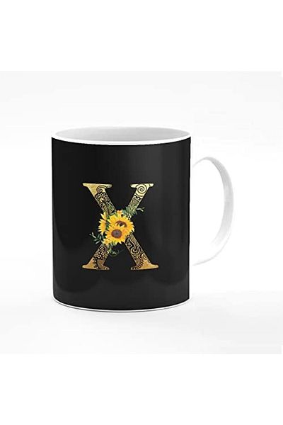 Stylizedd Designer Printed Coffee Mug 11oz Ceramic Personalised Gift Mugs Cup - Custom Monogram Init