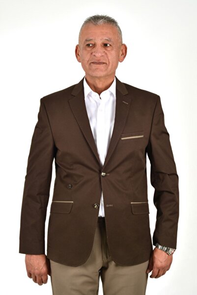Presto Men's Satin Slimfit Embroidered Jacket Brown 1225-400