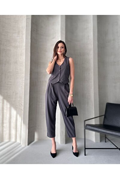 nutika Yandan Fermuar Arka Lastik Detay Harem Pantolon