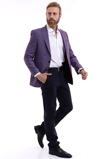 Presto Men's Checkered Jacket Classic-6 Drop- Claret Red 1593-800