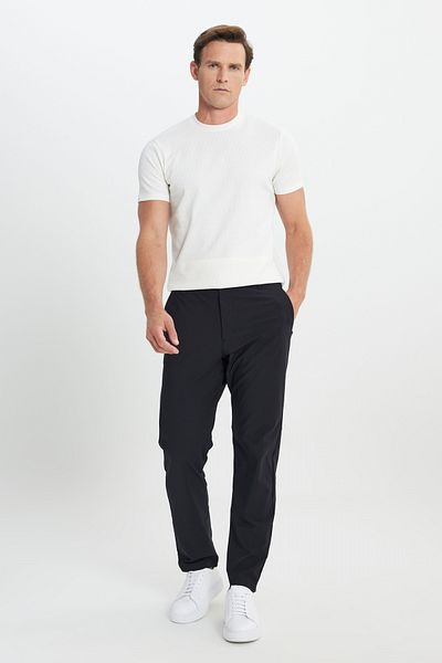 ALTINYILDIZ CLASSICS Men's Black 360 All-Way Stretch Slim Fit Slim Fit Side Pocket Trousers