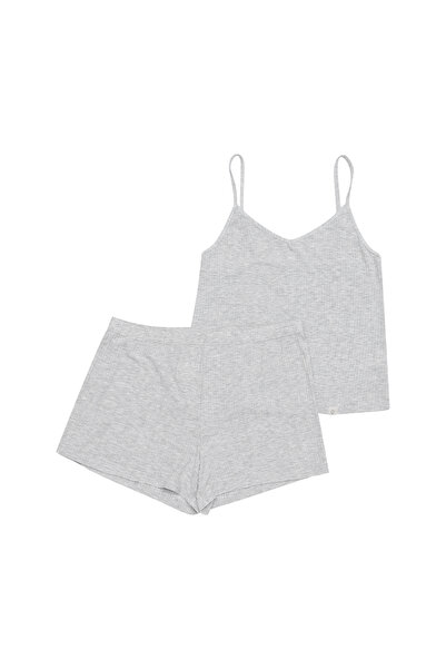 ESOTIQ Women's Pajama Set 2-Piece Cami Top & Shorts Ribbed Summer Lightweight Viscose | PF Jenius