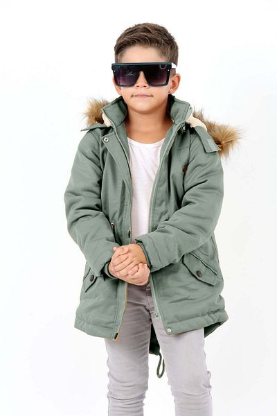 Asortik Kids Boys' Canvas Fabric Long Winter Coat-No Dry Cleaning Required