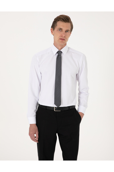 Pierre Cardin Beyaz Regular Fit Uzun Kollu Basic Gömlek 50316742-VR013
