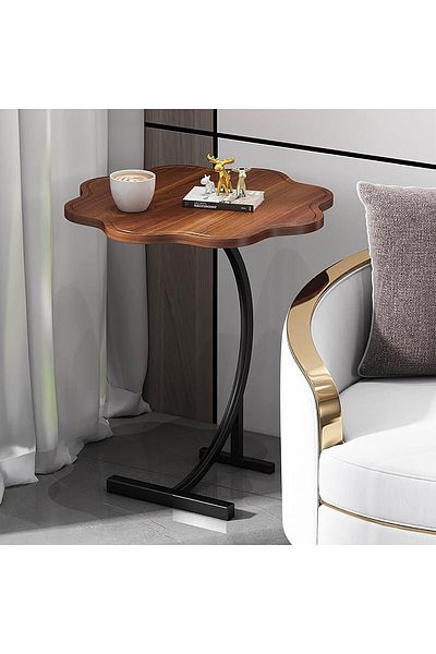 awwaline Coffee table flower shape, awwaline, wood, brown, 39 x 39 x 60 cm