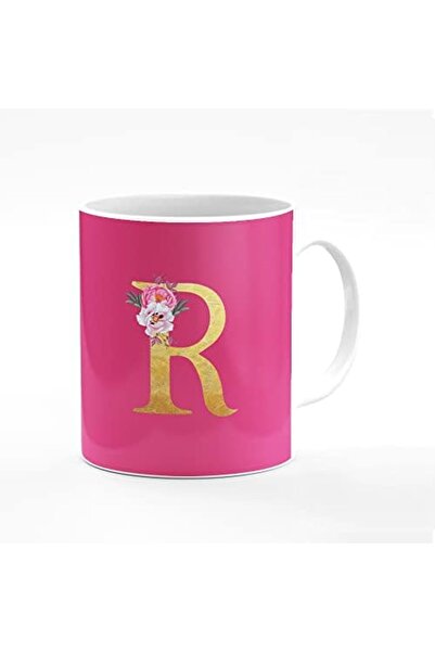 Stylizedd كوب قهوة مطبوع عليه اسم مصمم - حرف أولي أحادي مخصص بنمط زهور أبجدي ...