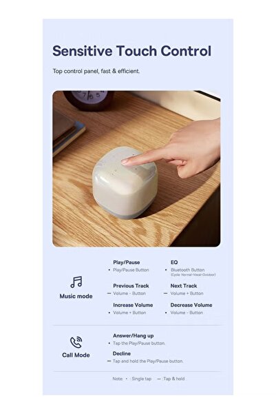 Baseus AeQur V2 Portable Bluetooth TWS Speaker – White, Bluetooth 5.0 with 360° Bass