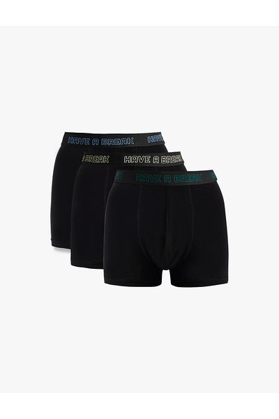 Koton Cotton Printed Waist Detailed 3-Piece Boxer Set