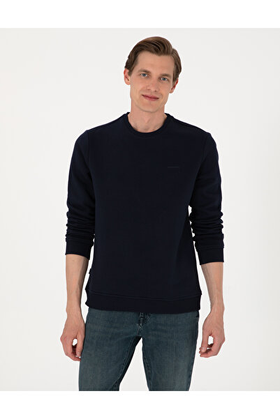 Pierre Cardin Lacivert 3 İplik Regular Fit İçi Polarlı Bisiklet Yaka Basic Sweatshirt 50315021-VR033