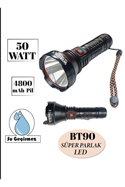 Genel Markalar WS-3899 Uzun Menzilli Profesyonel El Feneri 50 Watt 4800 Mah Pil