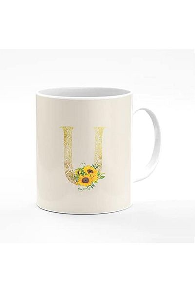 Stylizedd Designer Printed Coffee Mug 11oz Ceramic Personalised Gift Mugs Cup - Custom Monogram Init