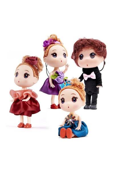 kik Σετ 4 κούκλες με μπρελόκ 12 εκ.