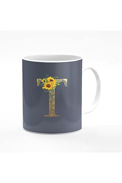 Stylizedd Designer Printed Coffee Mug 11oz Ceramic Personalised Gift Mugs Cup -Custom Monogram Initi