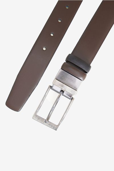 ALTINYILDIZ CLASSICS Men's Black-Brown 100% Leather Double-Sided Classic Belt