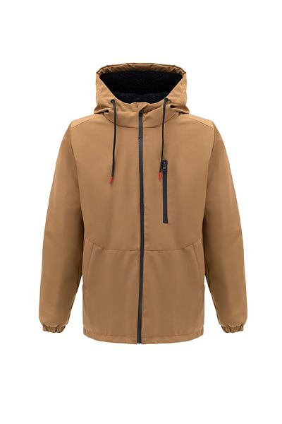 Royalside Men's Tan Shearling Water and Windproof Hooded Winter Coat & Coat & Parka